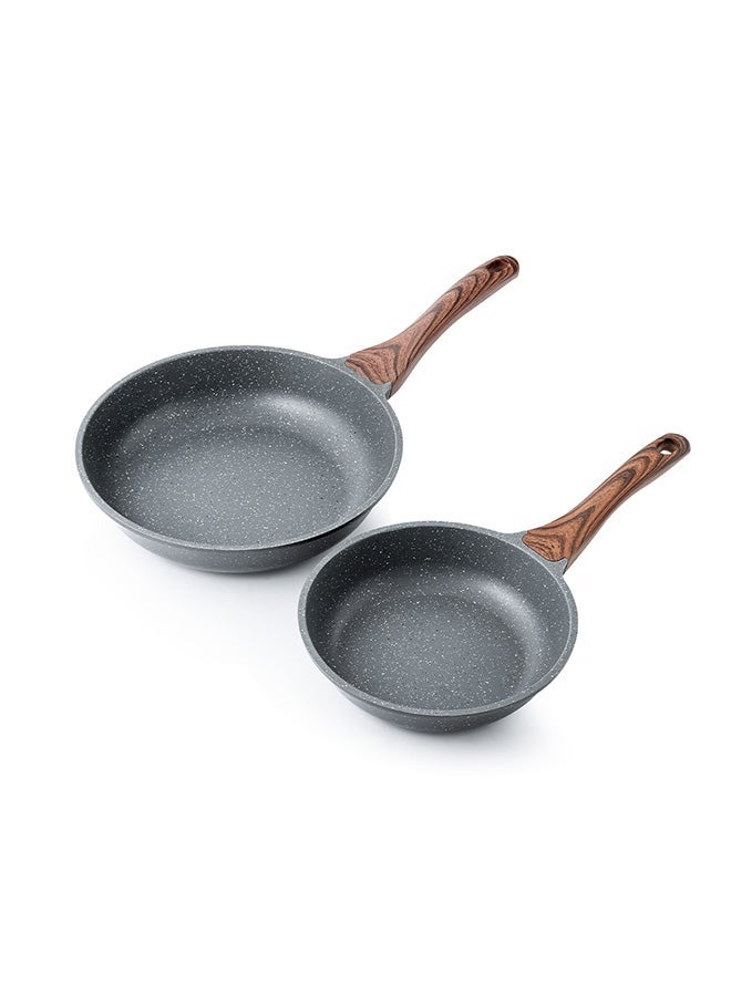 Sensarte 2 Piece Swiss Granite Skillet Set, 26 and 30 CM, Non-stick, Oven Safe & Dishwasher Safe, Induction Compatible, PFOA PFOS Free - Dark Grey - Image 1